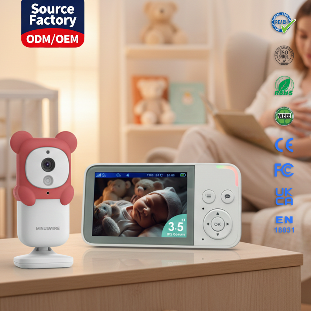 Baby Monitor Model KT-823SB | No WiFi Privacy Hack-Proof Baby Monitor with Red Bear Design (ODM/OEM Customizable)