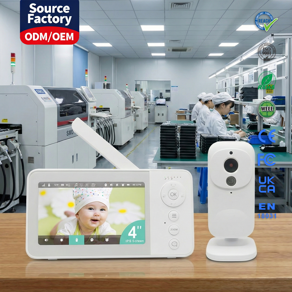 KT-423S 4' IPS Screen Baby Monitor, 2.4GHz FHSS No WiFi Video Baby Monitor with Night Vision & Two-Way Talk, OEM/ODM Customization Available